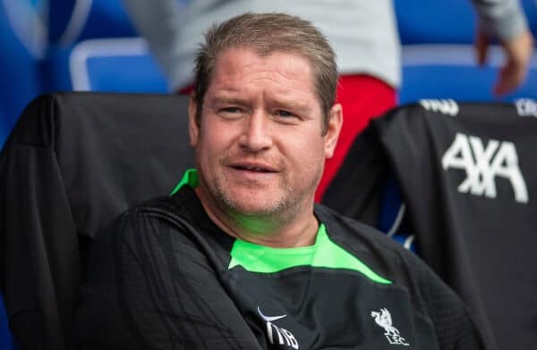 BIRMINGHAM, ENGLAND - Sunday, August 20, 2023: Liverpool's manager Matt Beard during a pre-season friendly match between Birmingham City FC Women and Liverpool FC Women at St Andrews. (Pic by Jessica Hornby/Propaganda)
