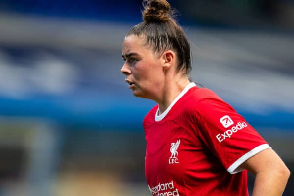 BIRMINGHAM, ENGLAND - Sunday, August 20, 2023: Liverpool's Natasha Flint during a pre-season friendly match between Birmingham City FC Women and Liverpool FC Women at St Andrews. (Pic by Jessica Hornby/Propaganda)