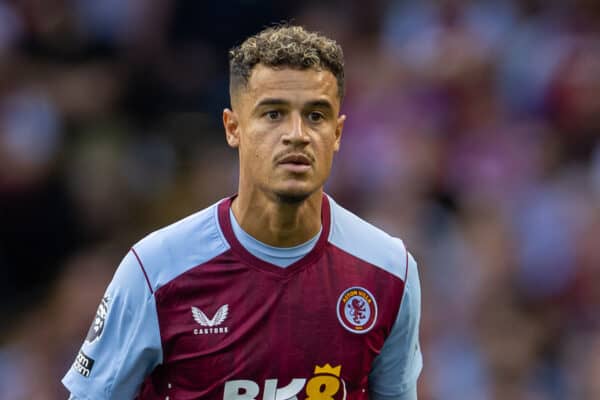 BIRMINGHAM, ENGLAND - Sunday, August 20, 2023: Aston Villa's Philippe Coutinho during the FA Premier League match between Aston Villa FC and Everton FC at Villa Park. (Pic by David Rawcliffe/Propaganda)