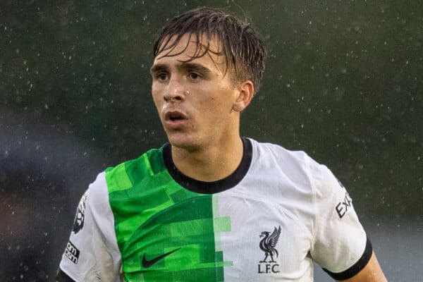 SOUTHAMPTON, ENGLAND - Friday, August 25, 2023: Liverpool's James Norris during the Premier League 2 Division 1 match between Southampton FC Under-21's and Liverpool FC Under-21's at the Testwood Stadium. Liverpool won 3-0. (Pic by Robin Jones/Propaganda)