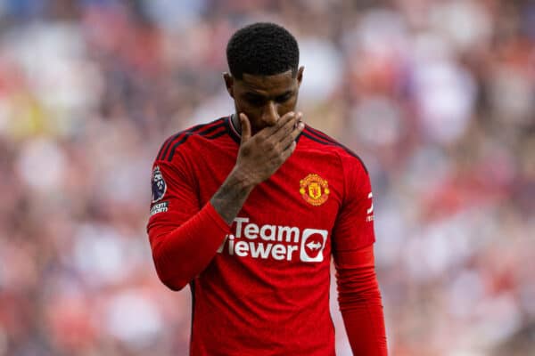  Manchester United's Marcus Rashford during the FA Premier League match between Manchester United FC and Nottingham Forest FC at Old Trafford. Man Utd won 3-2. (Pic by David Rawcliffe/Propaganda)