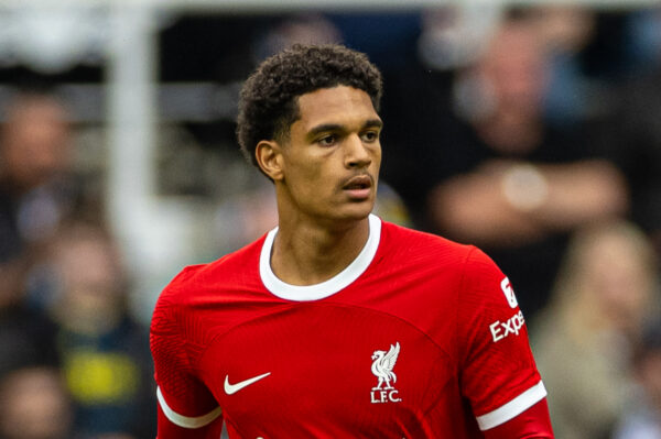NEWCASTLE-UPON-TYNE, ENGLAND - Sunday, August 27, 2023: Liverpool's Jarell Quansah during the FA Premier League match between Newcastle United FC and Liverpool FC at St James' Park. Liverpool won 2-1. (Pic by David Rawcliffe/Propaganda)
