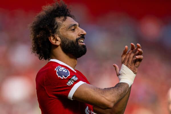 LIVERPOOL, ENGLAND - Saturday, September 2, 2023: Liverpool's Mohamed Salah during the FA Premier League match between Liverpool FC and Aston Villa FC at Anfield. Liverpool won 3-0. (Pic by David Rawcliffe/Propaganda)