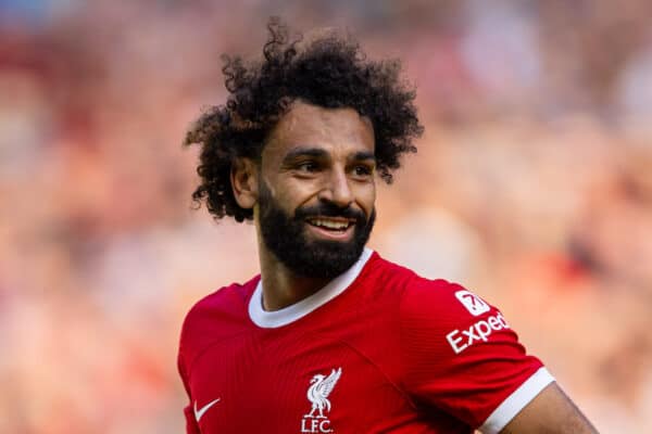 LIVERPOOL, ENGLAND - Saturday, September 2, 2023: Liverpool's Mohamed Salah during the FA Premier League match between Liverpool FC and Aston Villa FC at Anfield. Liverpool won 3-0. (Pic by David Rawcliffe/Propaganda)