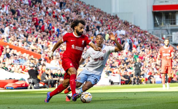 LIVERPOOL, ENGLAND - Saturday, September 2, 2023: Liverpool's Mohamed Salah during the FA Premier League match between Liverpool FC and Aston Villa FC at Anfield. Liverpool won 3-0. (Pic by David Rawcliffe/Propaganda)