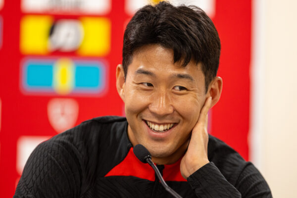 CARDIFF, WALES - Wednesday, September 6, 2023: South Korea's captain Son Heung-min during a press conference at the Cardiff City Stadium ahead of an International Friendly match between Wales and South Korea. (Pic by David Rawcliffe/Propaganda)