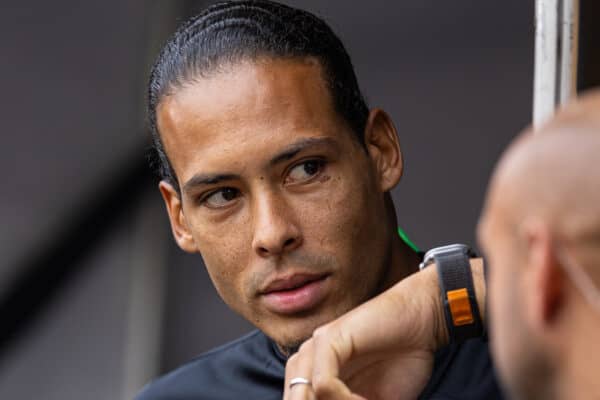 WOLVERHAMPTON, ENGLAND - Saturday, September 16, 2023: Liverpool's suspended Virgil van Dijk before the FA Premier League match between Wolverhampton Wanderers FC and Liverpool FC at Molineux Stadium. Liverpool won 3-1. (Pic by David Rawcliffe/Propaganda)