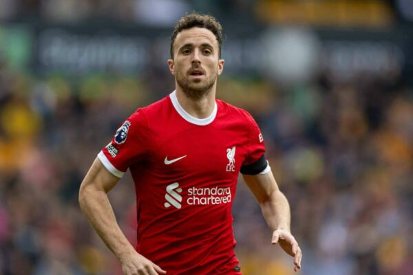 WOLVERHAMPTON, ENGLAND - Saturday, September 16, 2023: Liverpool's Diogo Jota during the FA Premier League match between Wolverhampton Wanderers FC and Liverpool FC at Molineux Stadium. Liverpool won 3-1. (Pic by David Rawcliffe/Propaganda)