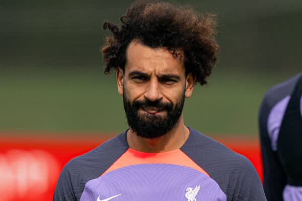 LIVERPOOL, ENGLAND - Wednesday, September 20, 2023: Liverpool's Mohamed Salah during a training session at the AXA Training Centre ahead of the UEFA Europa League Group E match between LASK and Liverpool FC. (Pic by Andrew Yeats/Propaganda)