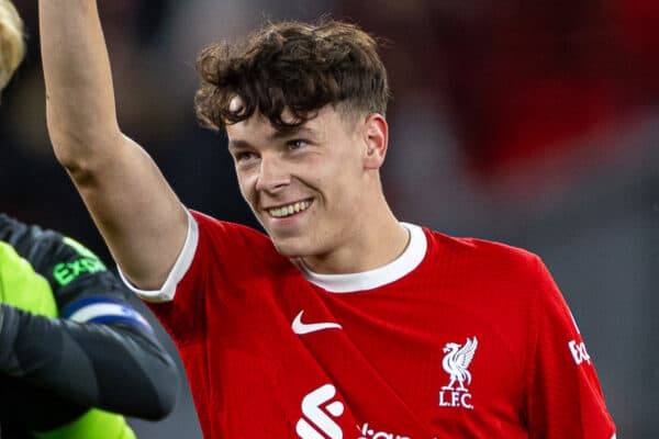 LIVERPOOL, ENGLAND - Wednesday, September 27, 2023: Liverpool's Luke Chambers after the Football League Cup 3rd Round match between Liverpool FC and Leicester City FC at Anfield. Liverpool won 3-1. (Pic by David Rawcliffe/Propaganda)