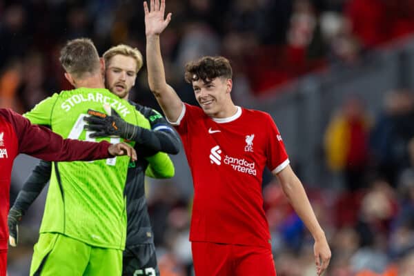 LIVERPOOL, ENGLAND - Wednesday, September 27, 2023: Liverpool's Luke Chambers after the Football League Cup 3rd Round match between Liverpool FC and Leicester City FC at Anfield. Liverpool won 3-1. (Pic by David Rawcliffe/Propaganda)