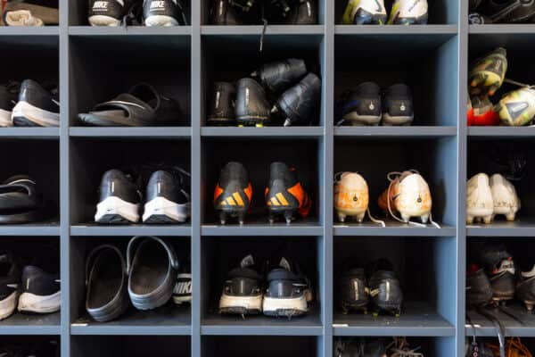 LIVERPOOL, ENGLAND - Friday, September 29, 2023: The bootroom seen during an open taining session at the AXA Melwood Training Centre ahead of the Women's Super League opening fixture between Arsenal FC and Liverpool FC. (Pic by David Rawcliffe/Propaganda)