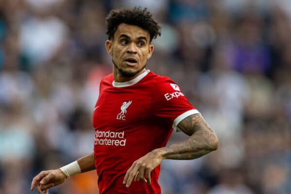 LONDON, ENGLAND - Saturday, September 30, 2023: Liverpool's Luis Díaz during the FA Premier League match between Tottenham Hotspur FC and Liverpool FC at the Tottenham Hotspur Stadium. (Pic by David Rawcliffe/Propaganda)