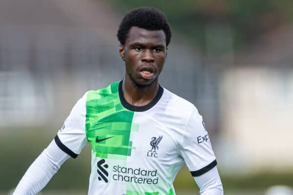 LONDON, ENGLAND - Sunday, October 1, 2023: Liverpool's Amara Nallo during the Premier League 2 Division 1 match between Crystal Palace FC Under-21's and Liverpool FC Under-21's at the Crystal Palace Training Ground . (Pic by David Rawcliffe/Propaganda)