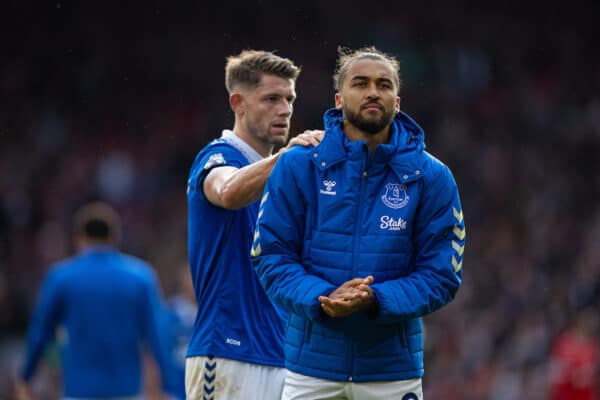 LIVERPOOL, ENGLAND - Saturday, October 21, 2023: Everton's Dominic Calvert-Lewin applauds the supporters after the FA Premier League match between Liverpool FC and Everton FC, the 243rd Merseyside Derby, at Anfield. Liverpool won 2-0. (Photo by David Rawcliffe/Propaganda)