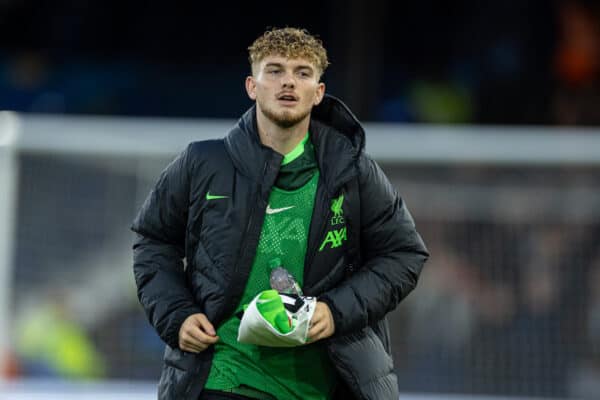 LUTON, ENGLAND - Sunday, November 5, 2023: Liverpool's substitute Harvey Elliott before the FA Premier League match between Luton Town FC and Liverpool FC at Kenilworth Road. The game ended in a 1-1 draw. (Photo by David Rawcliffe/Propaganda)