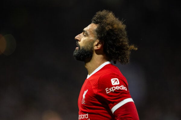 TOULOUSE, FRANCE - Thursday, November 9, 2023: Liverpool's Mohamed Salah during the UEFA Europa League Group E match-day 4 game between Toulouse FC and Liverpool FC at the Stadium de Toulouse. Toulouse won 3-2. (Photo by David Rawcliffe/Propaganda)