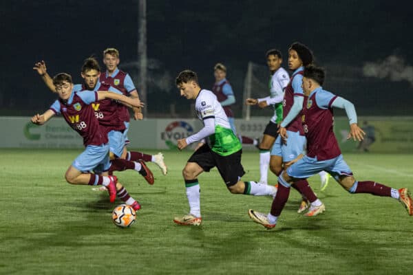 LEYLAND, ENGLAND - Tuesday, November 28, 2023: Liverpool's Mateusz Musialowski during the Lancashire Senior Cup 1st Round match between Burnley FC Under-21's and Liverpool FC Under-21's at the County Ground. Burnley won 3-1. (Photo by David Rawcliffe/Propaganda)