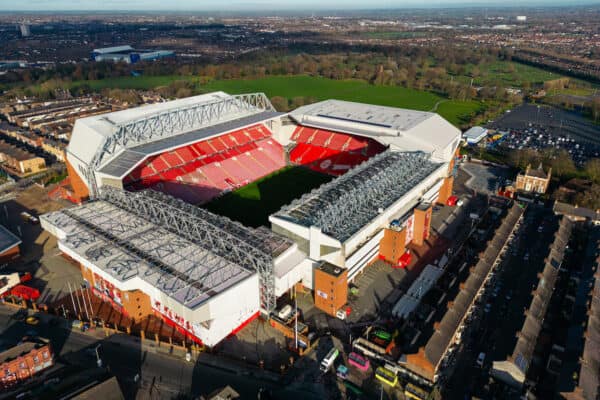 LIVERPOOL, ENGLAND - Wednesday, November 29, 2023: A general view of Liverpool FC's Anfield Stadium seen ahead of the UEFA Europa League Group E matchday 5 game between Liverpool FC and LASK. (Photo by David Rawcliffe/Propaganda)