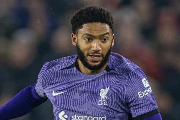 SHEFFIELD, ENGLAND - Wednesday, December 6, 2023: Liverpool's Joe Gomez during the FA Premier League match between Sheffield United FC and Liverpool FC at Bramall Lane. Liverpool won 2-0. (Photo by David Rawcliffe/Propaganda)