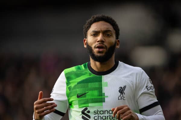  Liverpool's Joe Gomez during the FA Premier League match between Crystal Palace FC and Liverpool FC at Selhurst Park. Liverpool won 2-1. (Photo by David Rawcliffe/Propaganda)