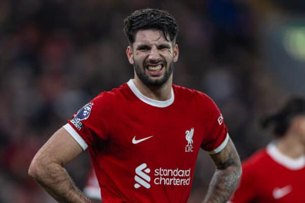 LIVERPOOL, ENGLAND - Saturday, December 23, 2023: Liverpool's Dominik Szoboszlai during the FA Premier League match between Liverpool FC and Arsenal FC at Anfield. (Photo by David Rawcliffe/Propaganda)