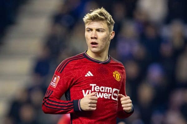 WIGAN, ENGLAND - Monday, January 8, 2023: Manchester United's Rasmus Højlund during the FA Cup 3rd Round match between Wigan Athletic FC and Manchester United FC at the DW Stadium. Man Utd won 2-0. (Photo by David Rawcliffe/Propaganda)