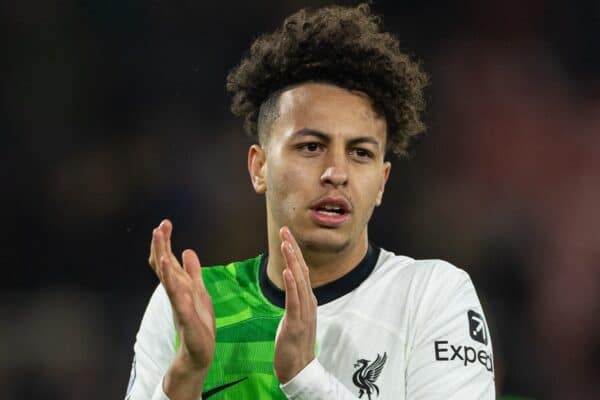 BOURNEMOUTH, ENGLAND - Sunday, January 21, 2024: Liverpool's Kaide Gordon during the FA Premier League match between AFC Bournemouth and Liverpool FC at Dean Court. (Photo by David Rawcliffe/Propaganda)