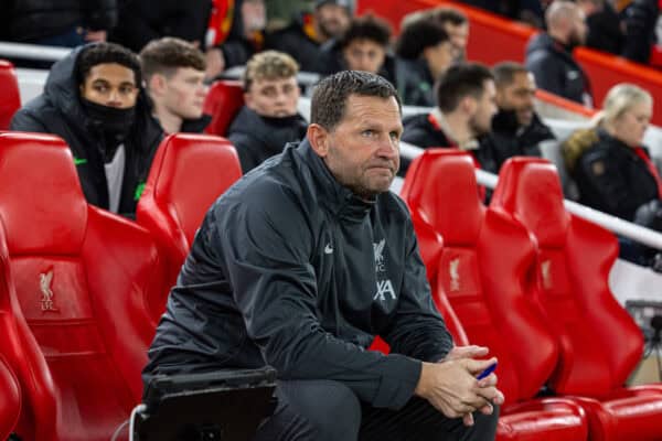  Liverpool's goalkeeping coach John Achterberg during the FA Premier League match between Liverpool FC and Chelsea FC at Anfield. Liverpool won 4-1. (Photo by David Rawcliffe/Propaganda)