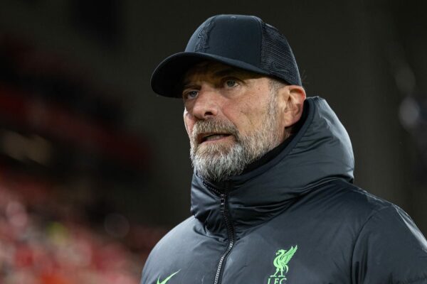 LIVERPOOL, ENGLAND - Wednesday, January 31, 2024: Liverpool's manager Jürgen Klopp before the FA Premier League match between Liverpool FC and Chelsea FC at Anfield. Liverpool won 4-1. (Photo by David Rawcliffe/Propaganda)