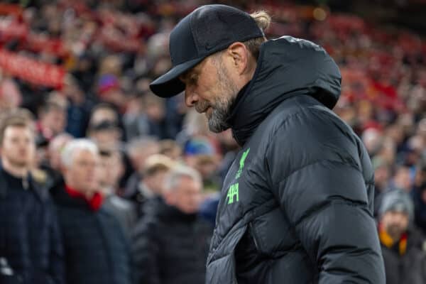 LIVERPOOL, ENGLAND - Wednesday, January 31, 2024: Liverpool's manager Jürgen Klopp before the FA Premier League match between Liverpool FC and Chelsea FC at Anfield. Liverpool won 4-1. (Photo by David Rawcliffe/Propaganda)