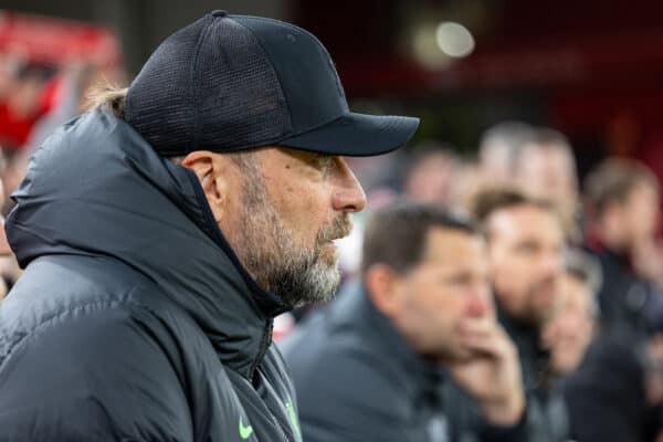 LIVERPOOL, ENGLAND - Wednesday, January 31, 2024: Liverpool's manager Jürgen Klopp before the FA Premier League match between Liverpool FC and Chelsea FC at Anfield. Liverpool won 4-1. (Photo by David Rawcliffe/Propaganda)