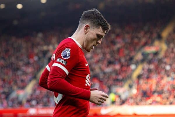 LIVERPOOL, ENGLAND - Saturday, February 10, 2024: Liverpool's Andy Robertson during the FA Premier League match between Liverpool FC and Burnley FC at Anfield. Liverpool won 3-1. (Photo by David Rawcliffe/Propaganda)