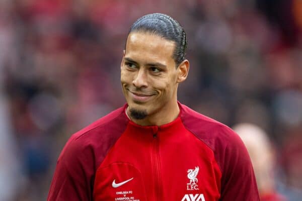 LONDON, ENGLAND - Sunday, February 25, 2024: Liverpool's captain Virgil van Dijk lines-up before the Football League Cup Final match between Chelsea FC and Liverpool FC at Wembley Stadium. Liverpool won 1-0 after extra-time. (Photo by David Rawcliffe/Propaganda)