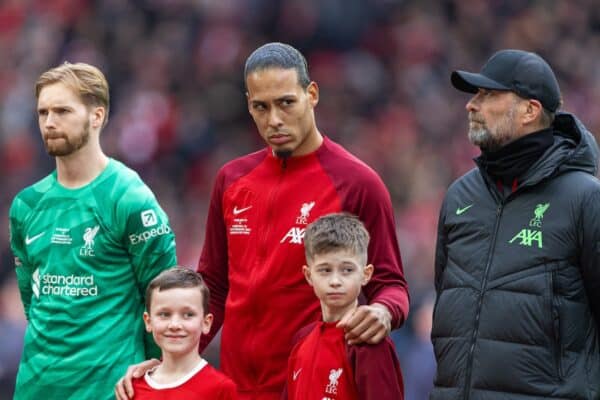 LONDON, ENGLAND - Sunday, February 25, 2024: Liverpool's captain Virgil van Dijk lines-up before the Football League Cup Final match between Chelsea FC and Liverpool FC at Wembley Stadium. Liverpool won 1-0 after extra-time. (Photo by David Rawcliffe/Propaganda)