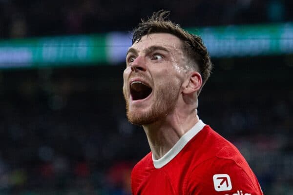  Liverpool's Andy Robertson celebrates during the Football League Cup Final match between Chelsea FC and Liverpool FC at Wembley Stadium. Liverpool won 1-0 after extra-time. (Photo by David Rawcliffe/Propaganda)