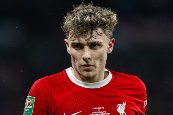 LONDON, ENGLAND - Sunday, February 25, 2024: Liverpool's Bobby Clark during the Football League Cup Final match between Chelsea FC and Liverpool FC at Wembley Stadium. Liverpool won 1-0 after extra-time. (Photo by David Rawcliffe/Propaganda)