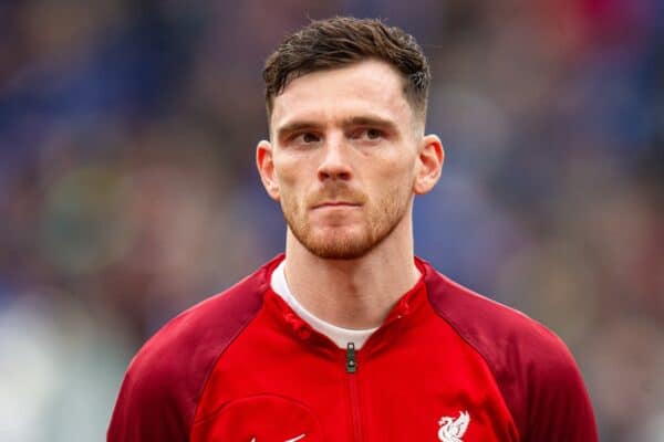 LONDON, ENGLAND - Sunday, February 25, 2024: Liverpool's Andy Robertson lines-up before the Football League Cup Final match between Chelsea FC and Liverpool FC at Wembley Stadium. (Photo by Peter Powell/Propaganda)
