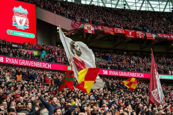 LONDON, ENGLAND - Sunday, February 25, 2024: Liverpool supporters before the Football League Cup Final match between Chelsea FC and Liverpool FC at Wembley Stadium. Liverpool won 1-0 after extra-time. (Photo by Peter Powell/Propaganda)