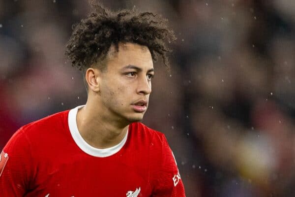 LIVERPOOL, ENGLAND - Wednesday, February 28, 2024: Liverpool's Kaide Gordon during the FA Cup 5th Round match between Liverpool FC and Southampton FC at Anfield. Liverpool won 3-0. (Photo by David Rawcliffe/Propaganda)