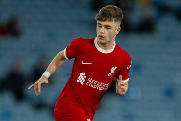 LEEDS, ENGLAND - Thursday, February 29, 2024: Liverpool's Cody Pennington during the FA Youth Cup 5th Round match between Leeds United FC Under-18's and Liverpool FC Under-18's at Elland Road. (Photo by David Rawcliffe/Propaganda)
