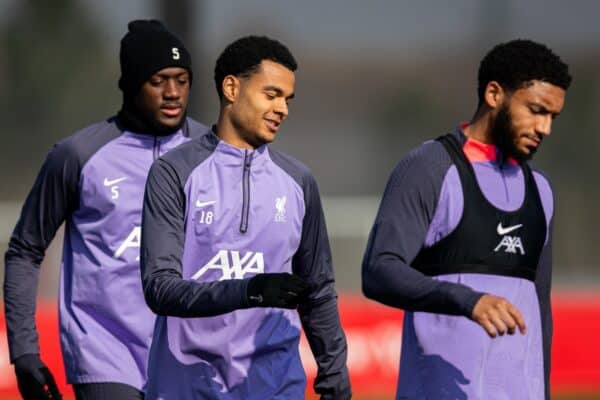 LIVERPOOL, ENGLAND - Wednesday, March 6, 2024: Liverpool's Cody Gakpo during a training session at the AXA Training Centre ahead of the UEFA Europa League Round of 16 1st Leg match between AC Sparta Praha and Liverpool FC. (Photo by Jessica Hornby/Propaganda)