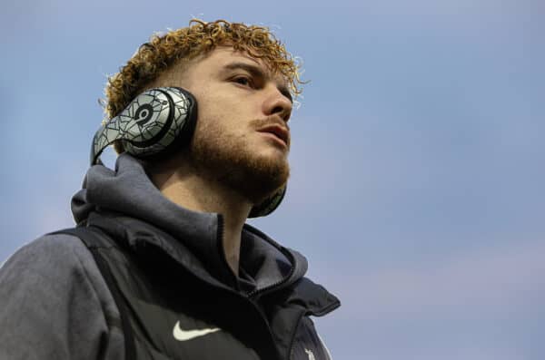 PRAGUE, CZECH REPUBLIC - Thursday, March 7, 2024: Liverpool's Harvey Elliott on the pitch before the UEFA Europa League Round of 16 1st Leg match between AC Sparta Praha and Liverpool FC at Stadion Letná. (Photo by David Rawcliffe/Propaganda)