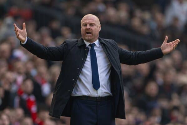  Everton's manager Sean Dyche during the FA Premier League match between Manchester United FC and Everton FC at Old Trafford. Man Utd won 2-0. (Photo by David Rawcliffe/Propaganda)