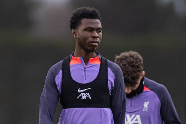 LIVERPOOL, ENGLAND - Wednesday, March 13, 2024: Liverpool's Amara Nallo during a training session at the AXA Training Centre ahead of the UEFA Europa League Round of 16 2nd Leg match between Liverpool FC and AC Sparta Praha. (Photo by David Rawcliffe/Propaganda)