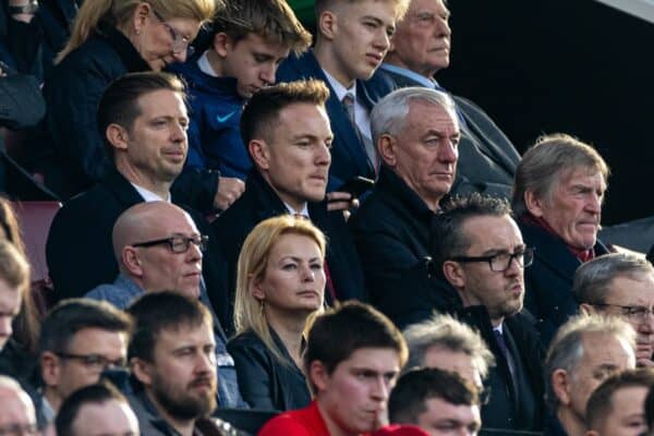 MANCHESTER, ENGLAND - Sunday, March 17, 2024: Liverpool's (L-R) chief executive officer of football for Fenway Sports Group Michael Edwards, club secretary Danny Stanway , Ian Rush, non-executive director Kenny Dalglish during the FA Cup Quarter-Final match between Manchester United FC and Liverpool FC at Old Trafford. Man Utd won 4-3 after extra-time. (Photo by David Rawcliffe/Propaganda)