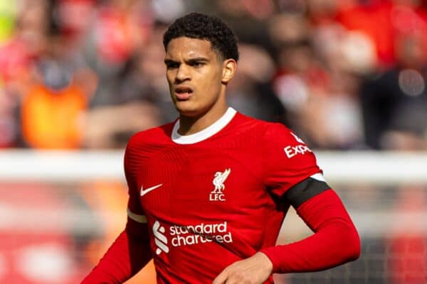 LIVERPOOL, ENGLAND - Sunday, March 31, 2024: Liverpool's Jarell Quansah during the FA Premier League match between Liverpool FC and Brighton & Hove Albion FC at Anfield. Liverpool won 2-1. (Photo by David Rawcliffe/Propaganda)