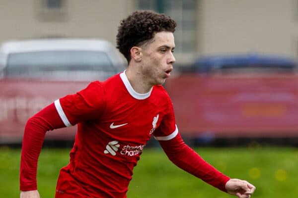  Liverpool's Kieran Morrison during the Under-18 Premier League North match between Liverpool FC Under-18's and Manchester United FC Under-18's at the Liverpool Academy. Man Utd won 9-1. (Photo by David Rawcliffe/Propaganda)