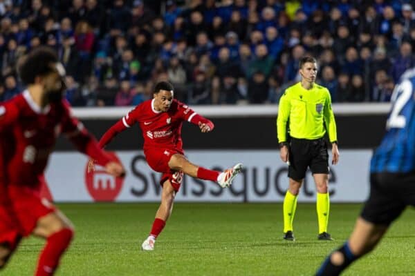  Liverpool's Trent Alexander-Arnold during the UEFA Europa League Quarter-Final 2nd Leg match between BC Atalanta and Liverpool FC at the Stadio Atleti Azzurri d'Italia. Liverpool won 1-0 but Atalanta progress 3-1 on aggregate. (Photo by David Rawcliffe/Propaganda)