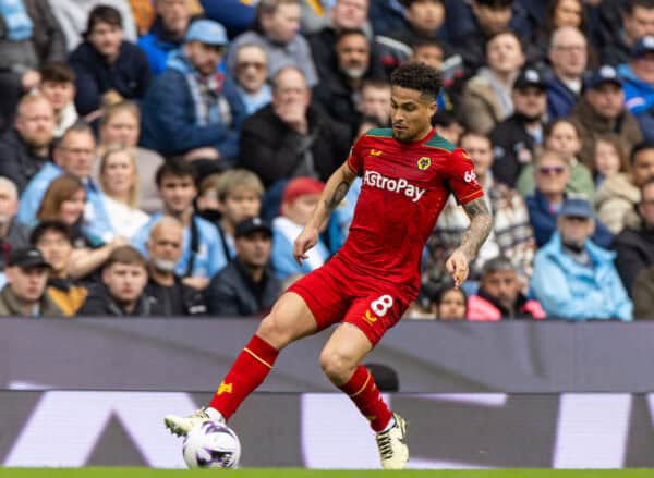 MANCHESTER, ENGLAND - Saturday, May 4, 2024: Wolverhampton Wanderers' João Gomes during the FA Premier League match between Manchester City FC and Wolverhampton Wanderers FC at the City of Manchester Stadium. (Photo by David Rawcliffe/Propaganda)